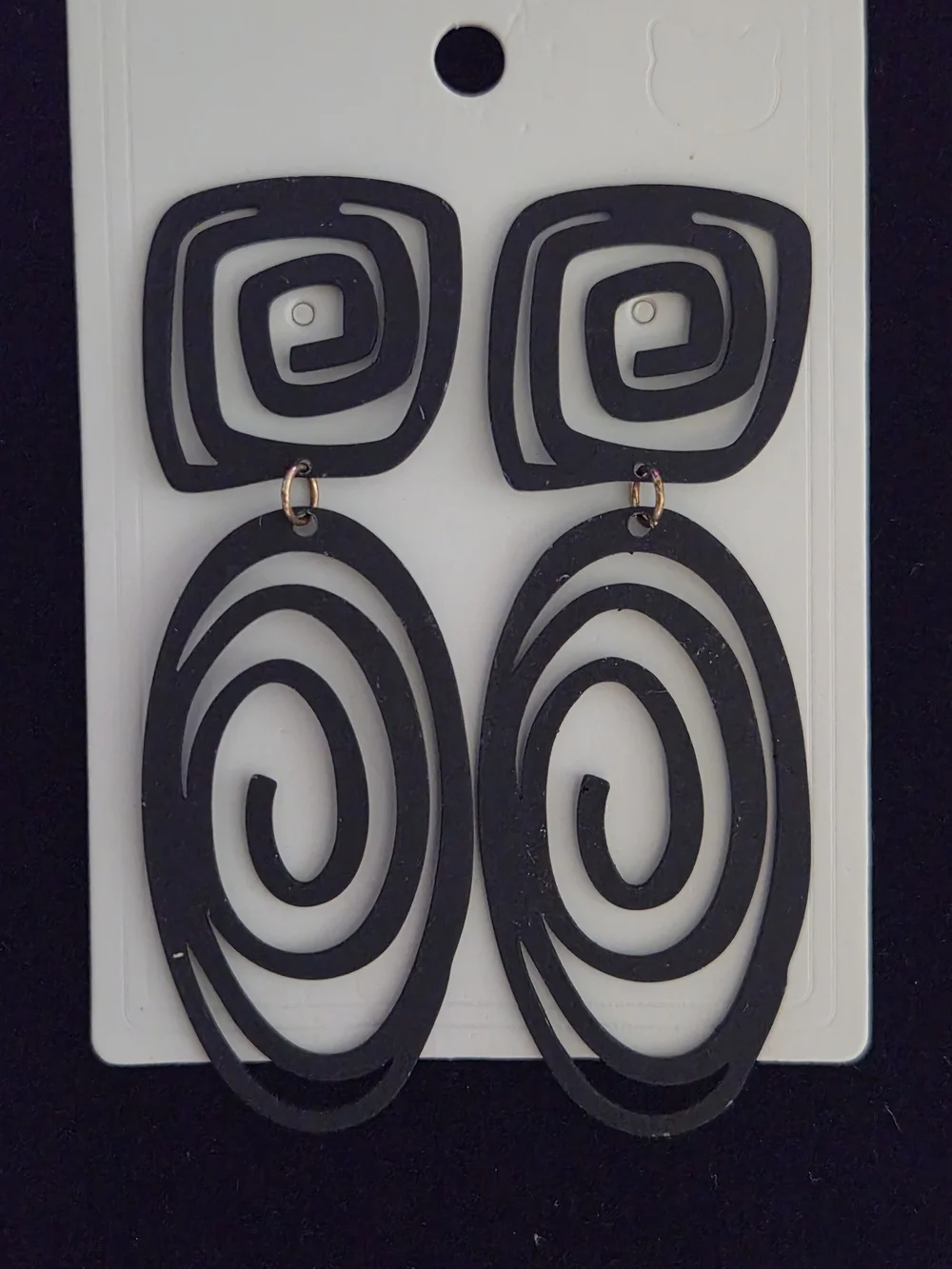 Black Spiral Drop Earrings